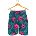 Hot Pink Hibiscus Tropical Pattern Print Men's Shorts