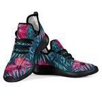 Hot Pink Hibiscus Tropical Pattern Print Mesh Knit Shoes GearFrost