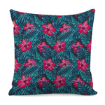 Hot Pink Hibiscus Tropical Pattern Print Pillow Cover