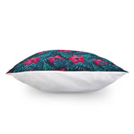 Hot Pink Hibiscus Tropical Pattern Print Pillow Cover