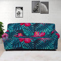 Hot Pink Hibiscus Tropical Pattern Print Sofa Cover