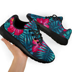 Hot Pink Hibiscus Tropical Pattern Print Sport Shoes GearFrost