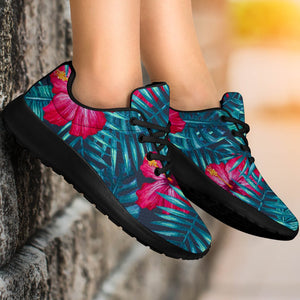 Hot Pink Hibiscus Tropical Pattern Print Sport Shoes GearFrost