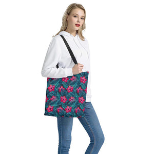 Hot Pink Hibiscus Tropical Pattern Print Tote Bag