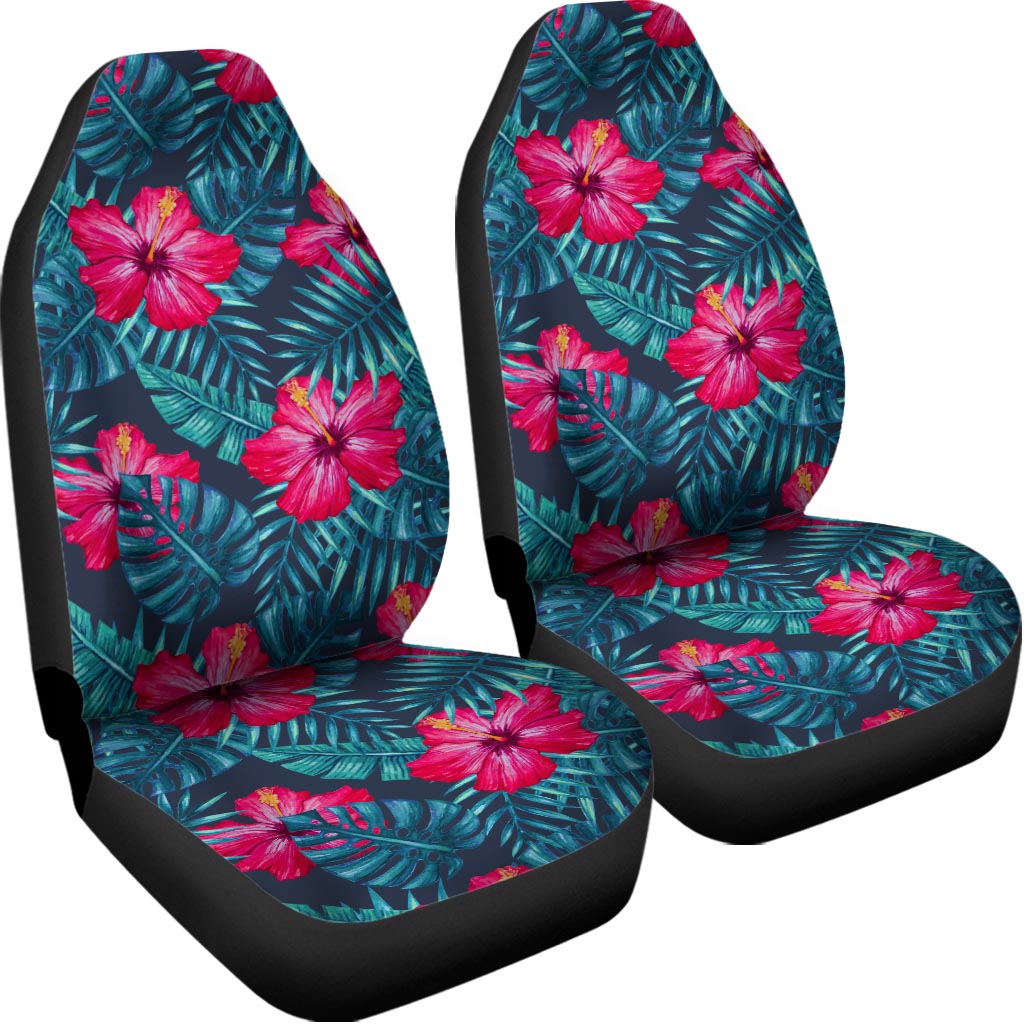 Hot Pink Hibiscus Tropical Pattern Print Universal Fit Car Seat Covers