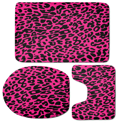 Hot Pink Leopard Print 3 Piece Bath Mat Set