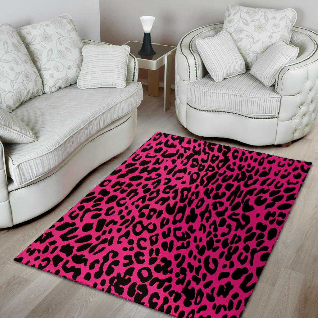 Hot Pink Leopard Print Area Rug