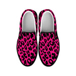 Hot Pink Leopard Print Black Slip On Shoes
