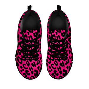 Hot Pink Leopard Print Black Sneakers