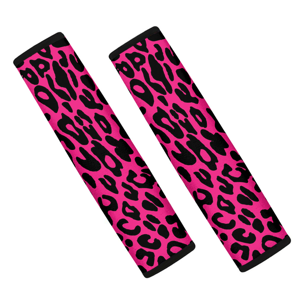 Hot Pink Leopard Print Car Seat Belt Covers