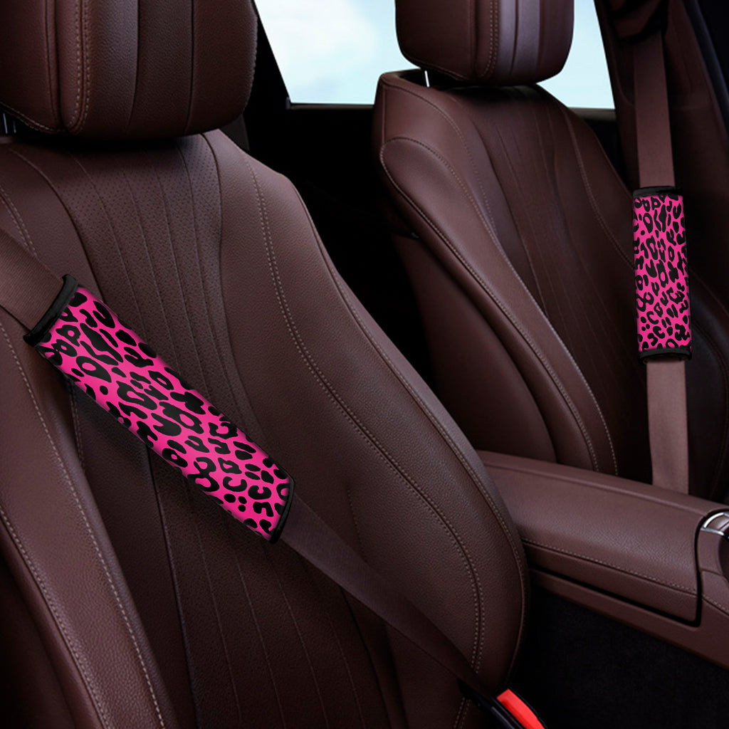 Hot Pink Leopard Print Car Seat Belt Covers