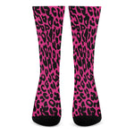 Hot Pink Leopard Print Crew Socks