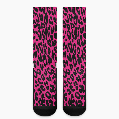 Hot Pink Leopard Print Crew Socks