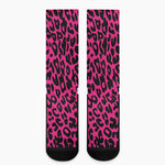 Hot Pink Leopard Print Crew Socks