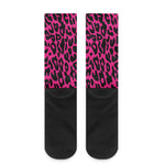 Hot Pink Leopard Print Crew Socks