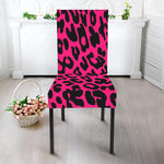 Hot Pink Leopard Print Dining Chair Slipcover
