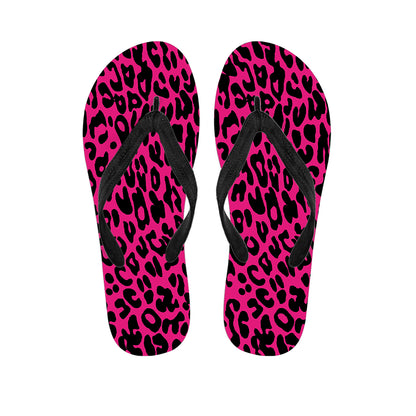 Hot Pink Leopard Print Flip Flops