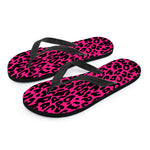 Hot Pink Leopard Print Flip Flops