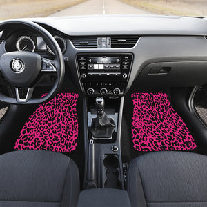 Hot Pink Leopard Print Front and Back Car Floor Mats