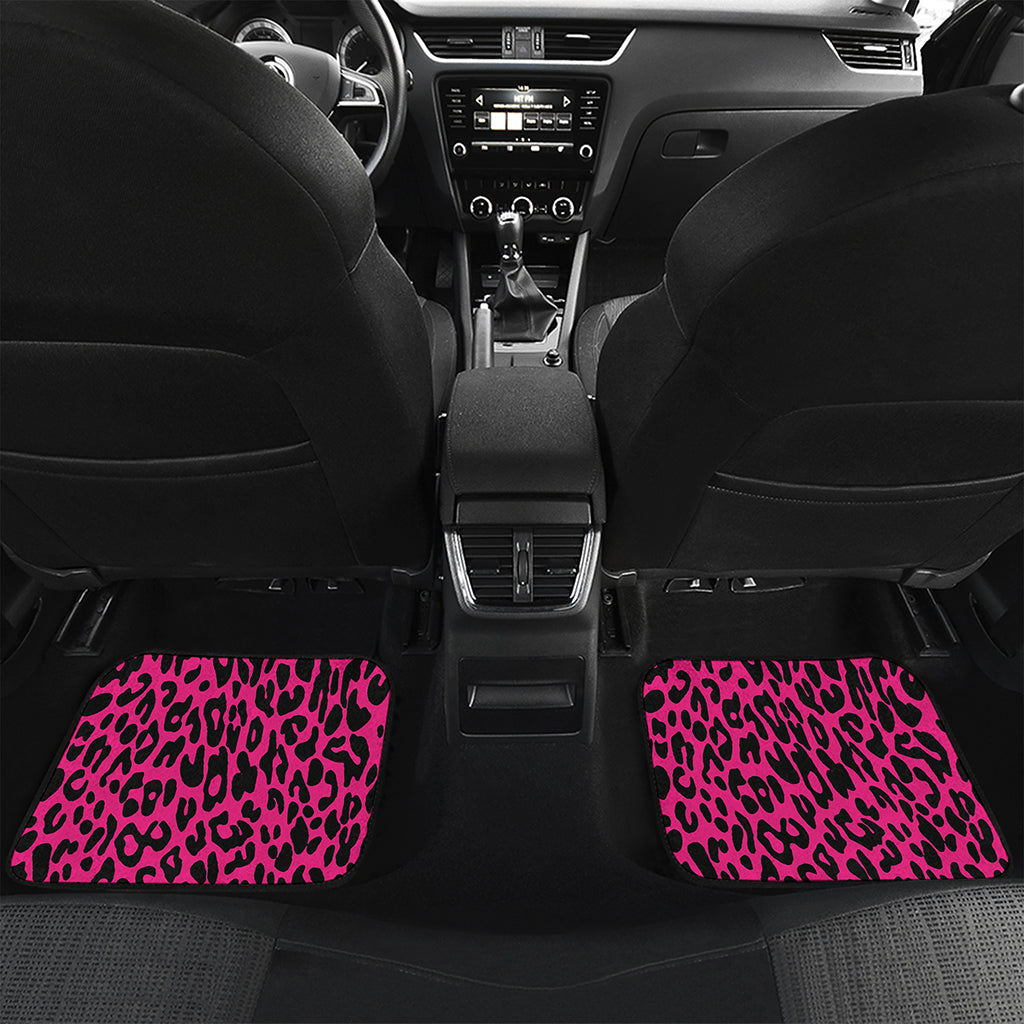 Hot Pink Leopard Print Front and Back Car Floor Mats