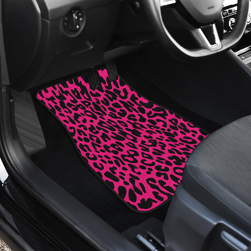 Hot Pink Leopard Print Front and Back Car Floor Mats