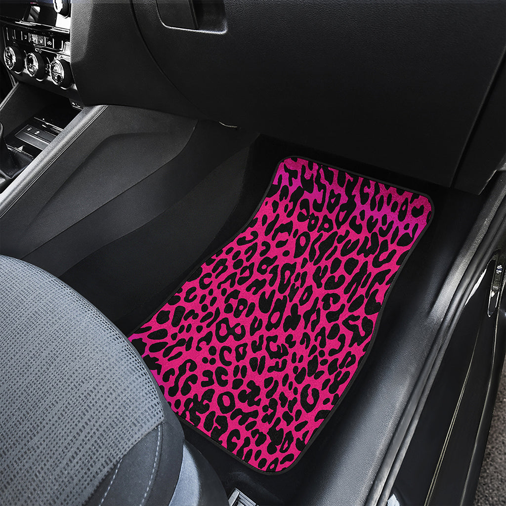 Hot Pink Leopard Print Front and Back Car Floor Mats