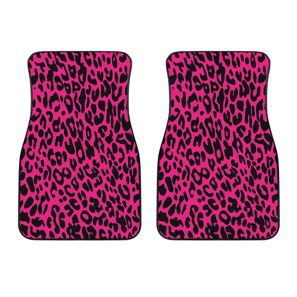 Hot Pink Leopard Print Front Car Floor Mats