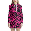 Hot Pink Leopard Print Hoodie Dress