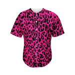 Hot Pink Leopard Print Men's Baseball Jersey