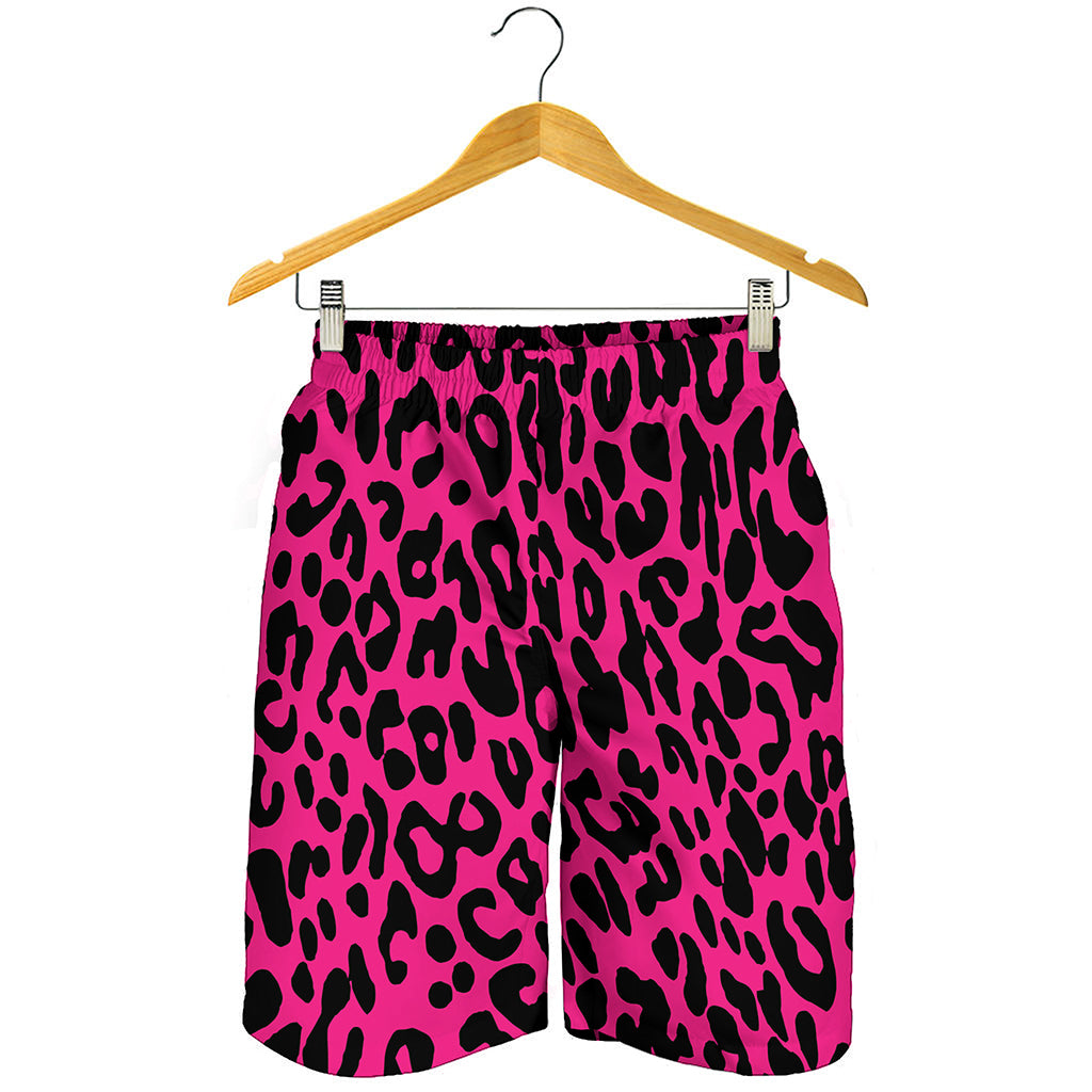 Hot Pink Leopard Print Men's Shorts