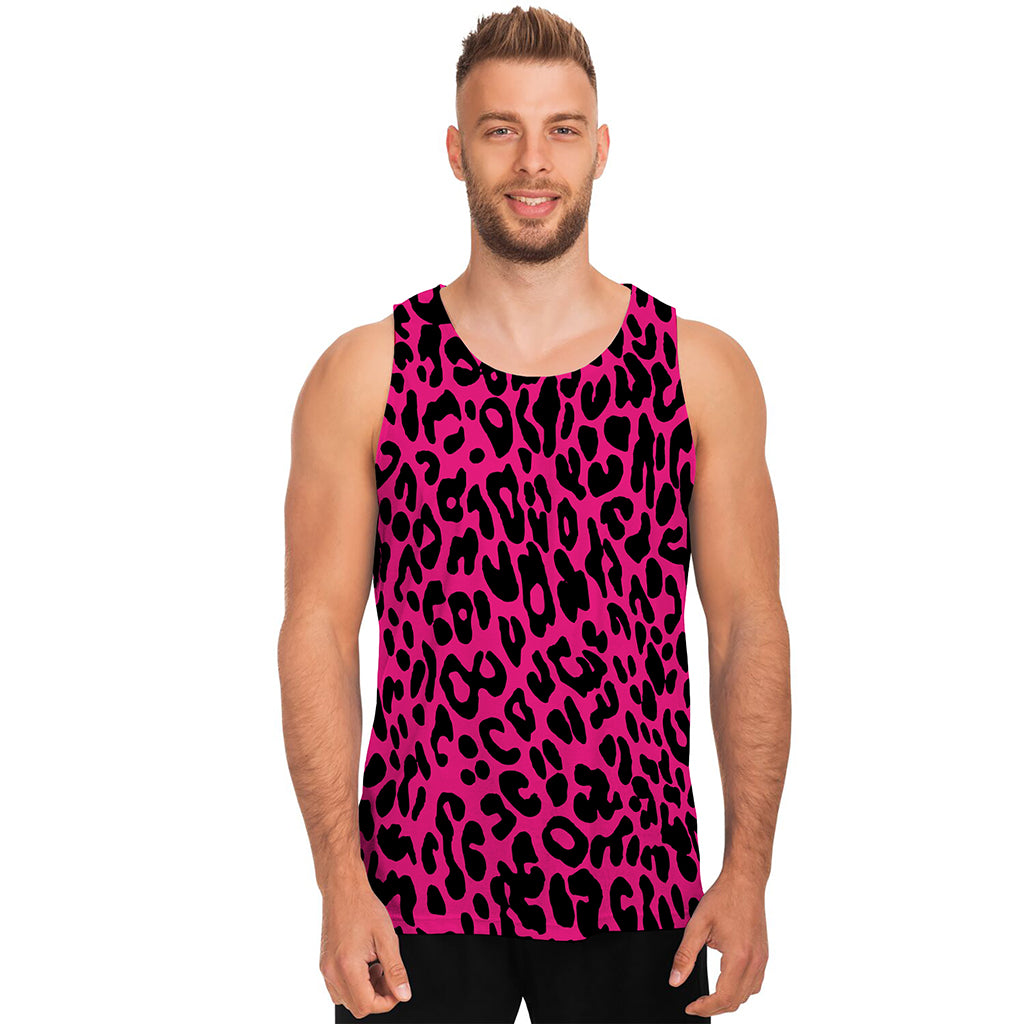 Hot Pink Leopard Print Men's Tank Top
