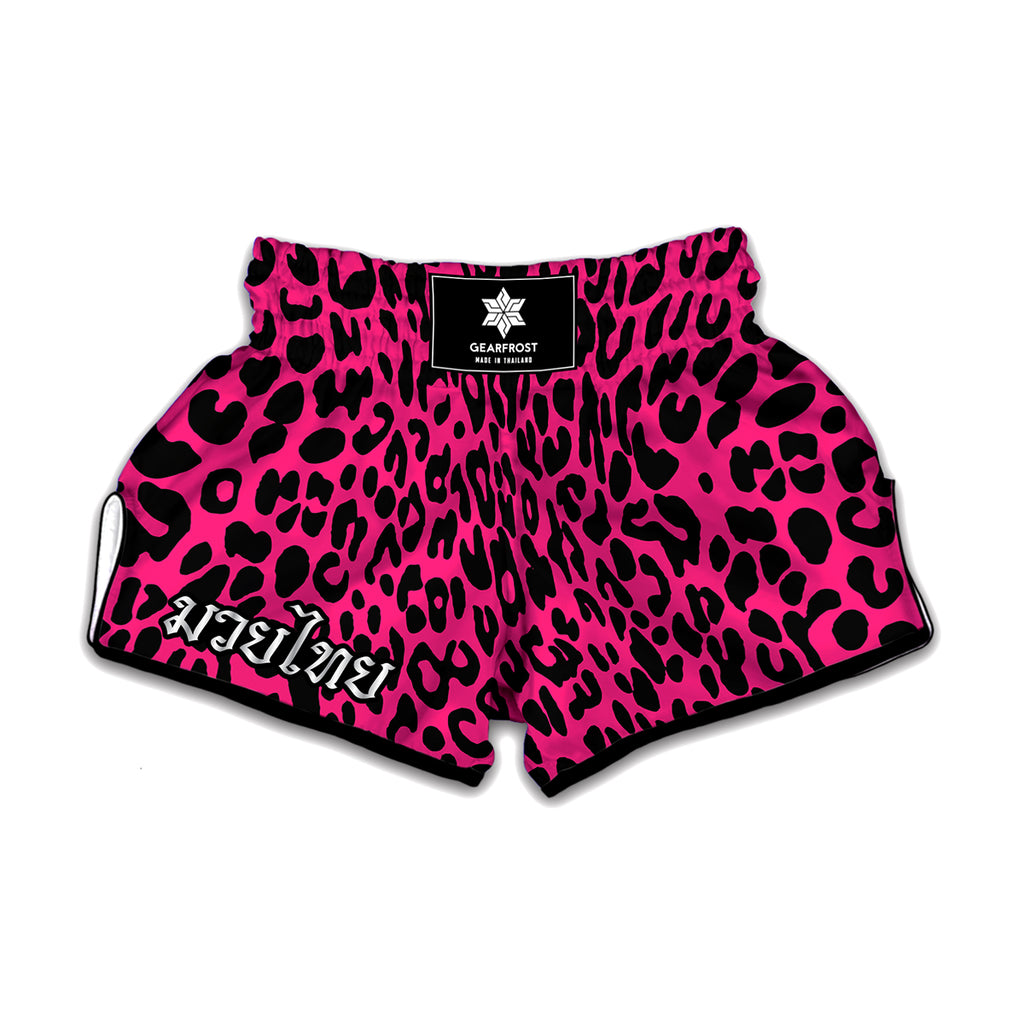 Hot Pink Leopard Print Muay Thai Boxing Shorts