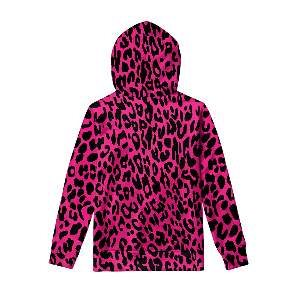 Hot Pink Leopard Print Pullover Hoodie