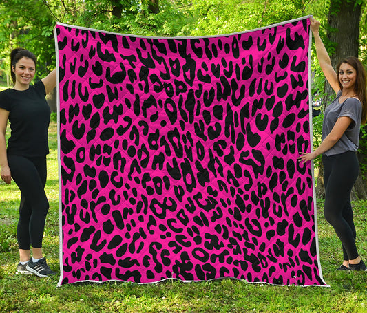 Hot Pink Leopard Print Quilt