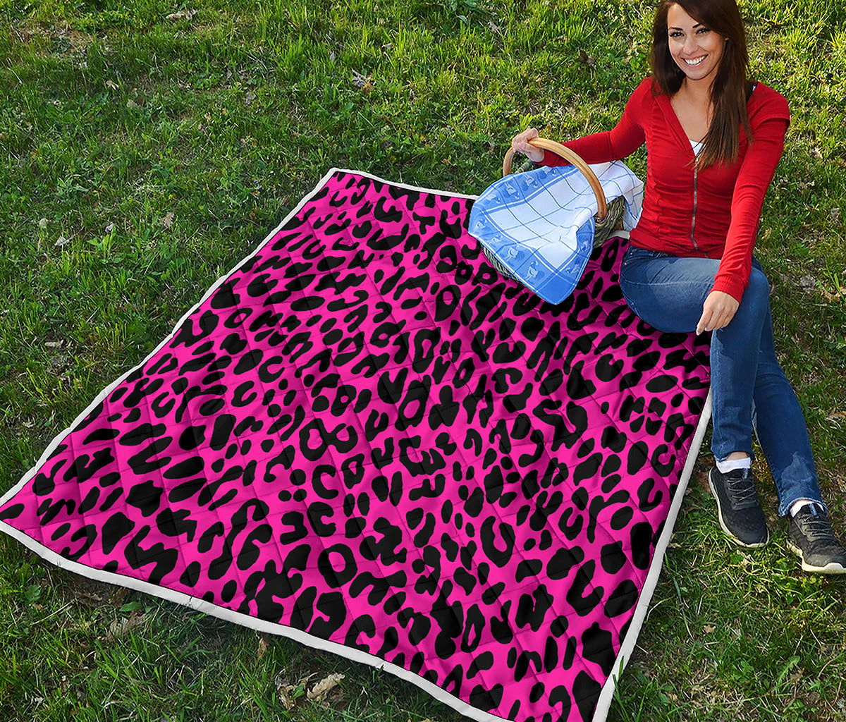 Hot Pink Leopard Print Quilt