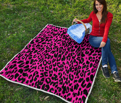 Hot Pink Leopard Print Quilt