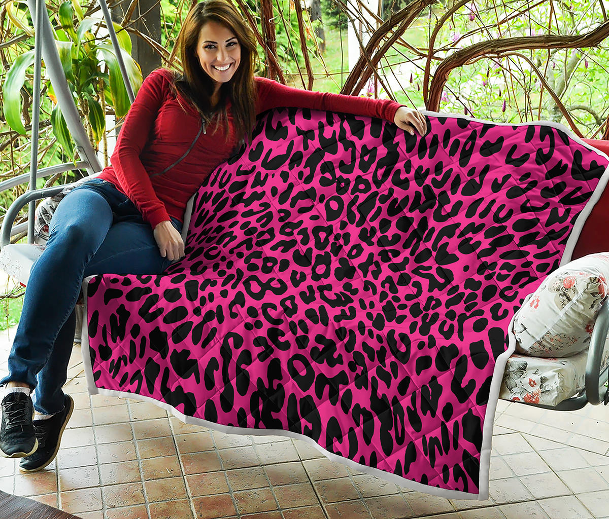 Hot Pink Leopard Print Quilt