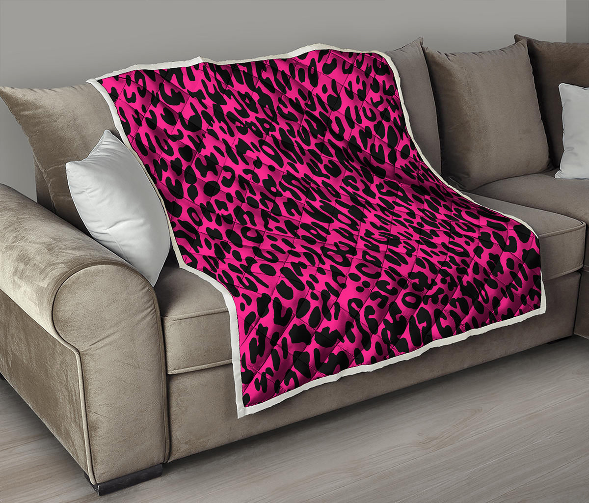 Hot Pink Leopard Print Quilt