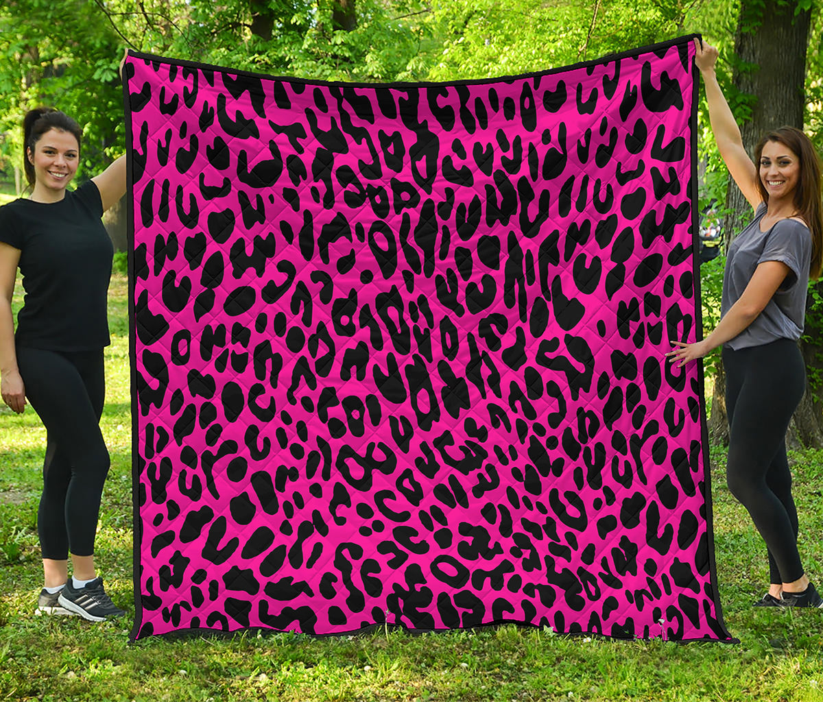 Hot Pink Leopard Print Quilt