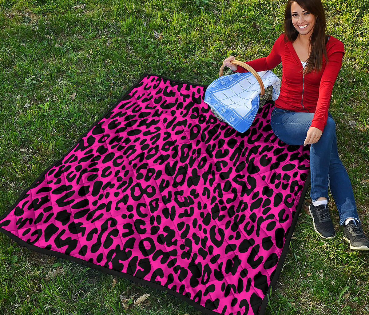 Hot Pink Leopard Print Quilt