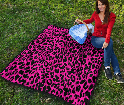 Hot Pink Leopard Print Quilt