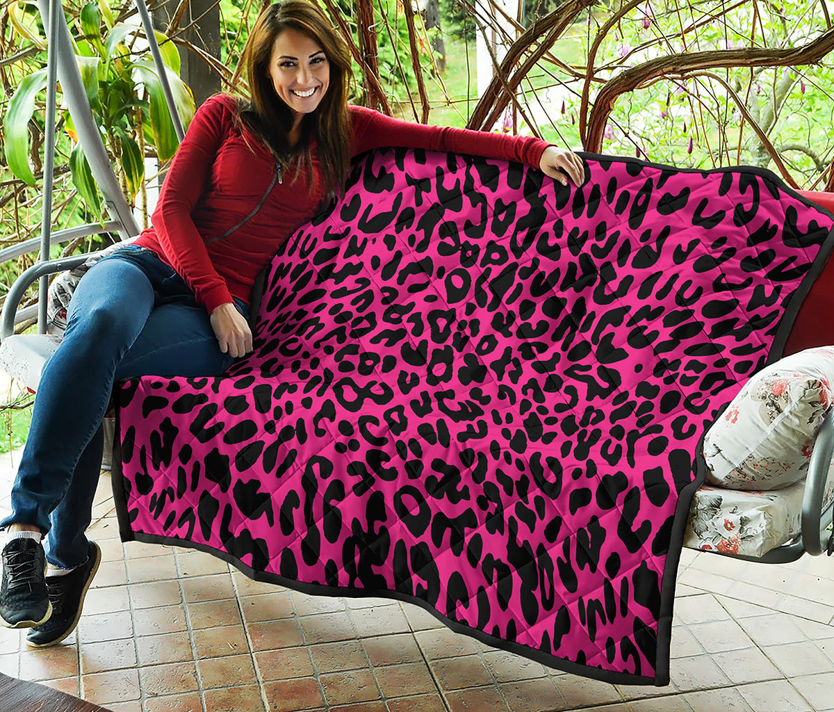 Hot Pink Leopard Print Quilt