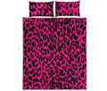 Hot Pink Leopard Print Quilt Bed Set
