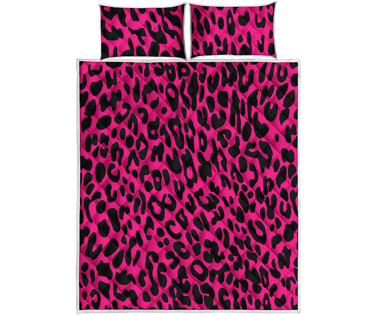 Hot Pink Leopard Print Quilt Bed Set