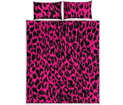 Hot Pink Leopard Print Quilt Bed Set