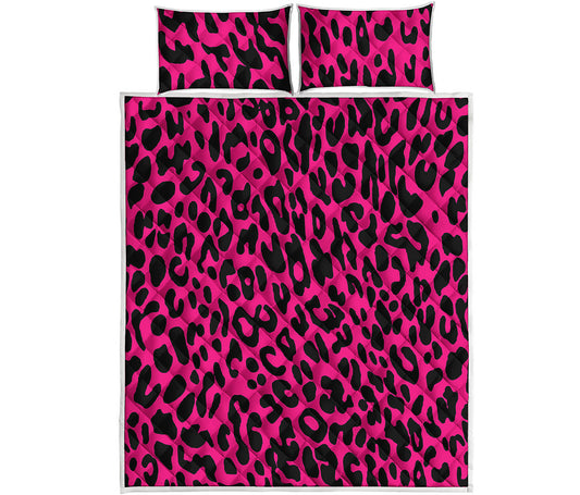 Hot Pink Leopard Print Quilt Bed Set