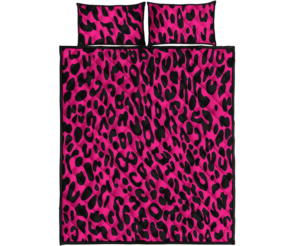 Hot Pink Leopard Print Quilt Bed Set