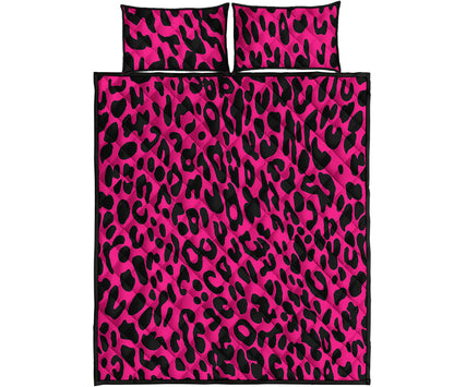 Hot Pink Leopard Print Quilt Bed Set