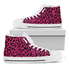 Hot Pink Leopard Print White High Top Shoes