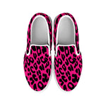 Hot Pink Leopard Print White Slip On Shoes